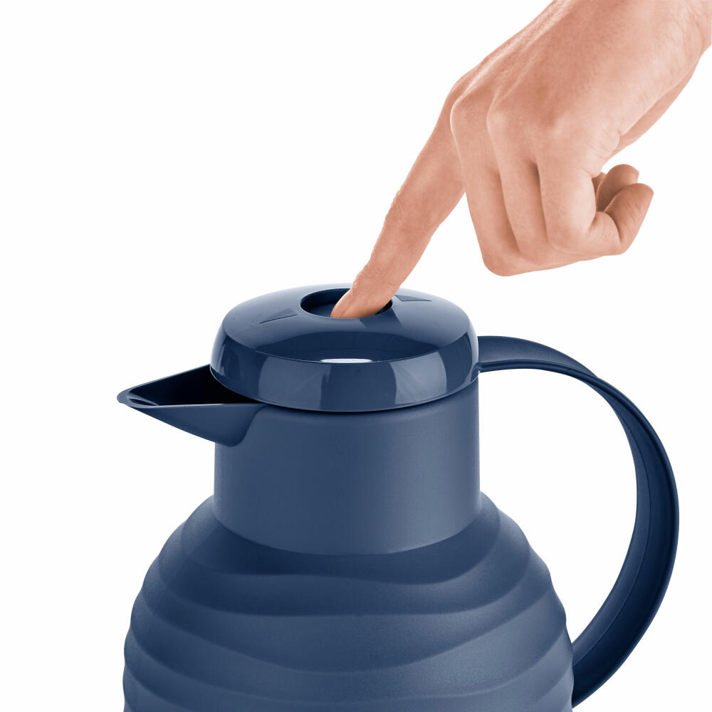 Emsa SAMBA WAVE Isolierkanne Quick-Press, Kanne, Teekanne, Kaffeekanne, Kaffee, Kunststoff, Navy, 1 L, N4011000