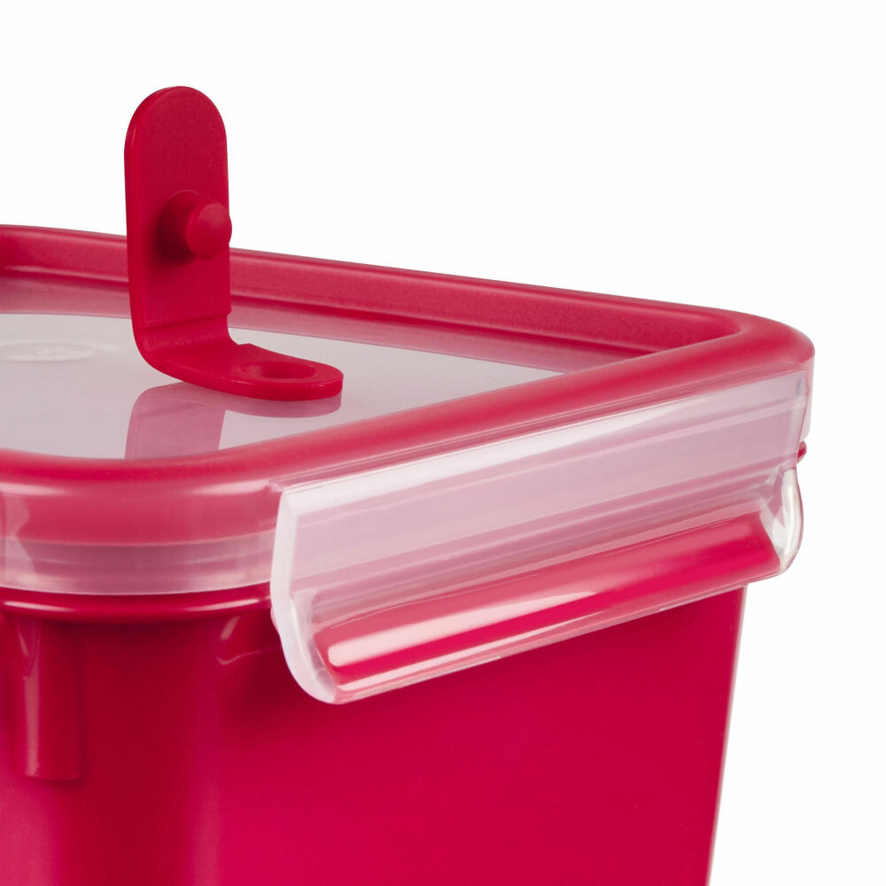 Emsa CLIP & MICRO Mikrowellendose Quadratisch, Lunchbox, Frischhaltedose, Kunststoff, Rot, 1.3 L, N1060400