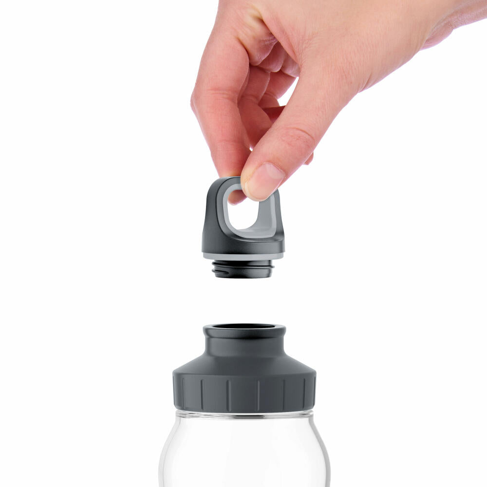 EMSA Drink2Go Glas-Trinkflasche, Wasserflasche, Flasche, Glas / Silikon, Dunkelblau, 0.7 L, N31006