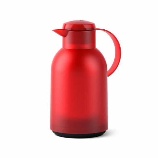 Emsa SAMBA Isolierkanne Quick Press, Kanne, Teekanne, Kaffeekanne, Kaffee, Kunststoff, Transparent-Rot, 1.5 L, N4011700