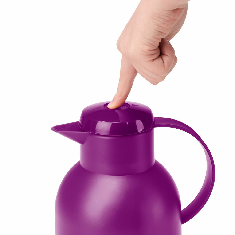 Emsa SAMBA Isolierkanne Quick Press, Kanne, Teekanne, Kaffeekanne, Kaffee, Kunststoff, Transparent-Aubergine, 1.5 L, N4011800