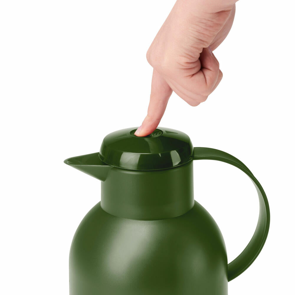 Emsa SAMBA Isolierkanne Quick Press, Kanne, Teekanne, Kaffeekanne, Kaffee, Kunststoff, Transparent-Dunkelgrün, 1.5 L, N4012100