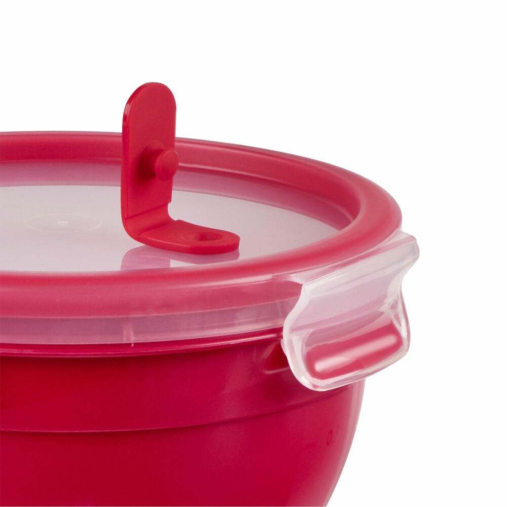 Emsa CLIP &amp; MICRO microwave container round, lunch box, food storage container, plastic, red, 1.1 L, N1060500