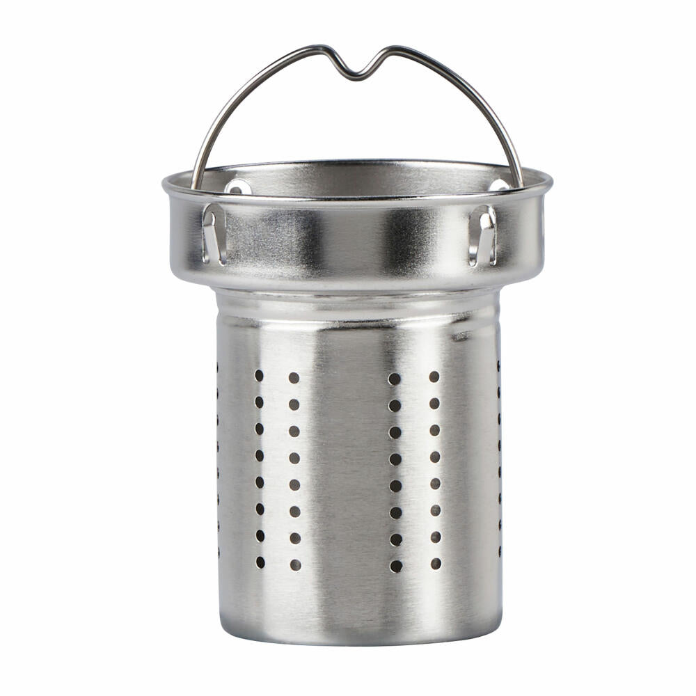 Emsa Teebecher Tea Mug, Teeglas mit Sieb, doppelwandiges Glas, Silikonmanschette, Schwarz, 400 ml , N2080300