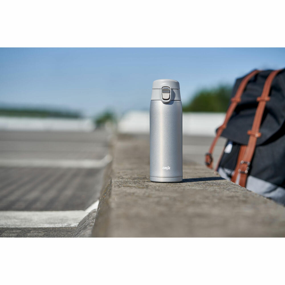 EMSA Travel Mug Light Isolierbecher, Isobecher, Iso Becher, Thermobecher, Edelstahl, Silber, 0.4 L, N21510