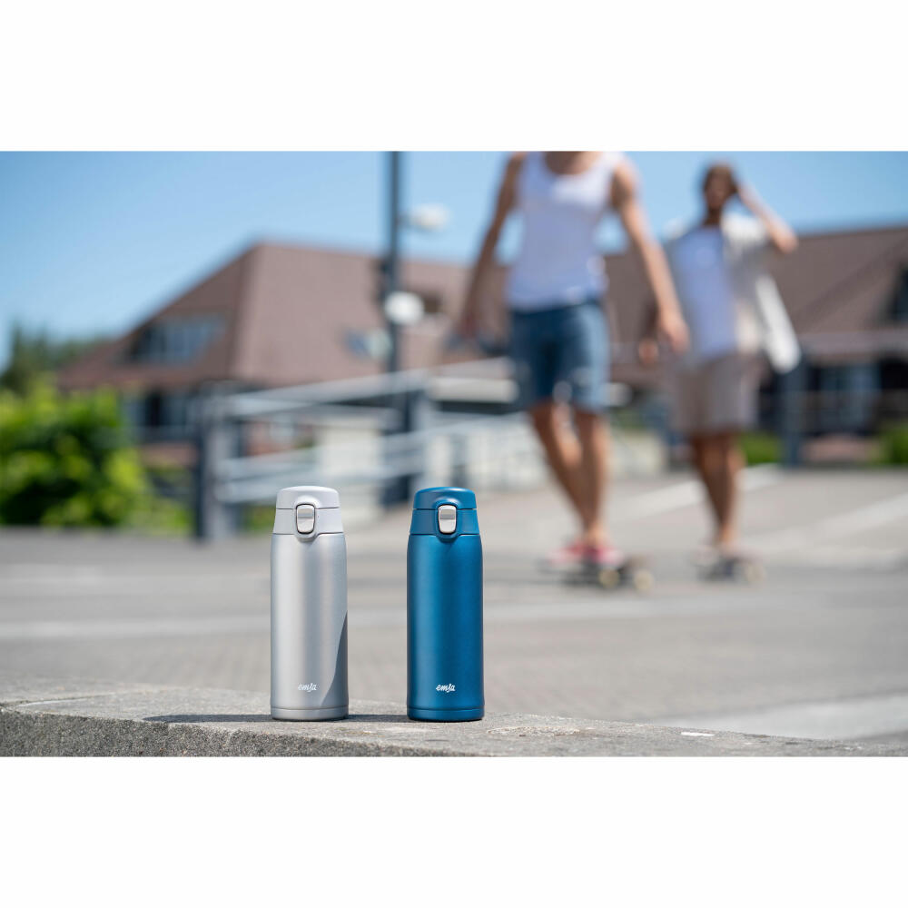EMSA Travel Mug Light Isolierbecher, Isobecher, Iso Becher, Thermobecher, Edelstahl, Silber, 0.4 L, N21510