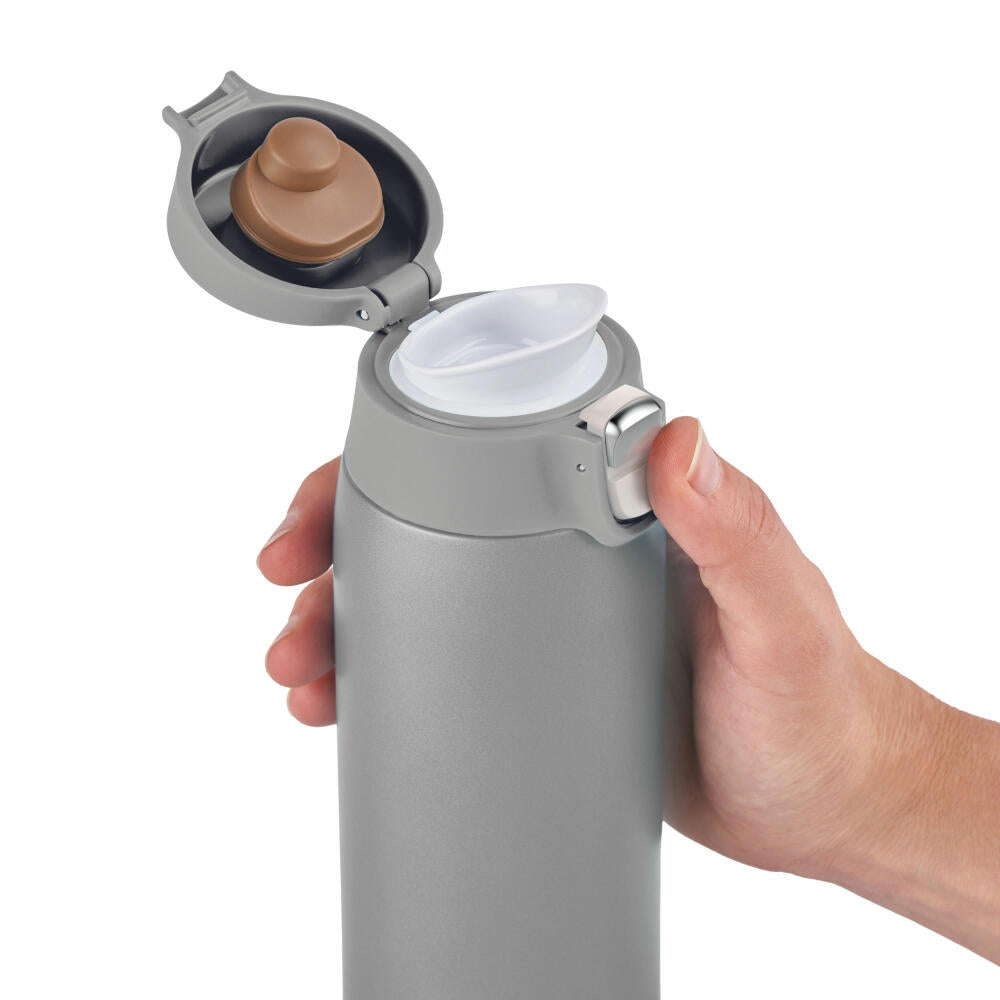 EMSA Travel Mug Light Isolierbecher, Isobecher, Iso Becher, Thermobecher, Edelstahl, Silber, 0.4 L, N21510