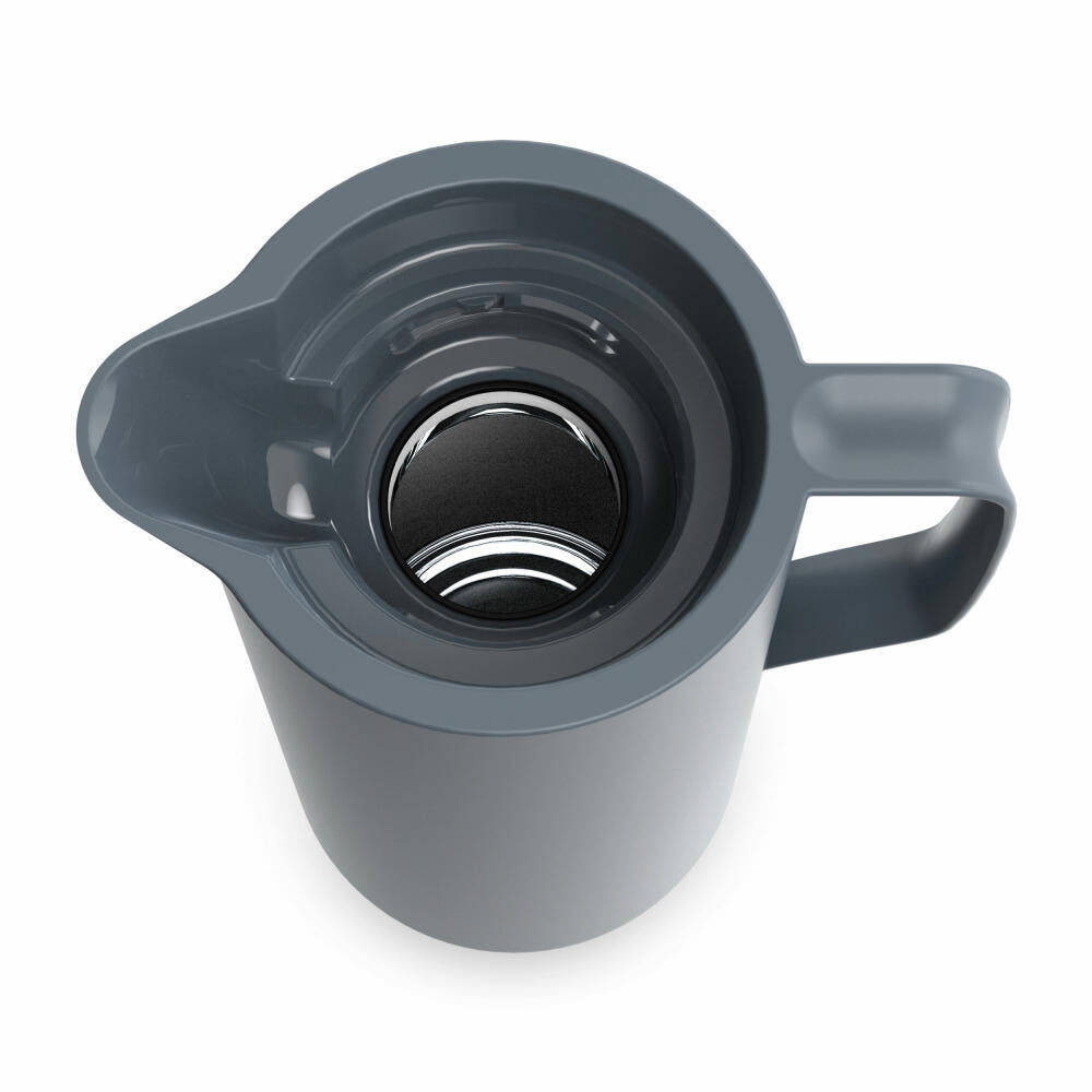 EMSA Motiva Isolierkanne, Isokanne, Kanne, Kaffeekanne, Edelstahl, Glas-Isolierkolben, Grau, 1 L, N41701