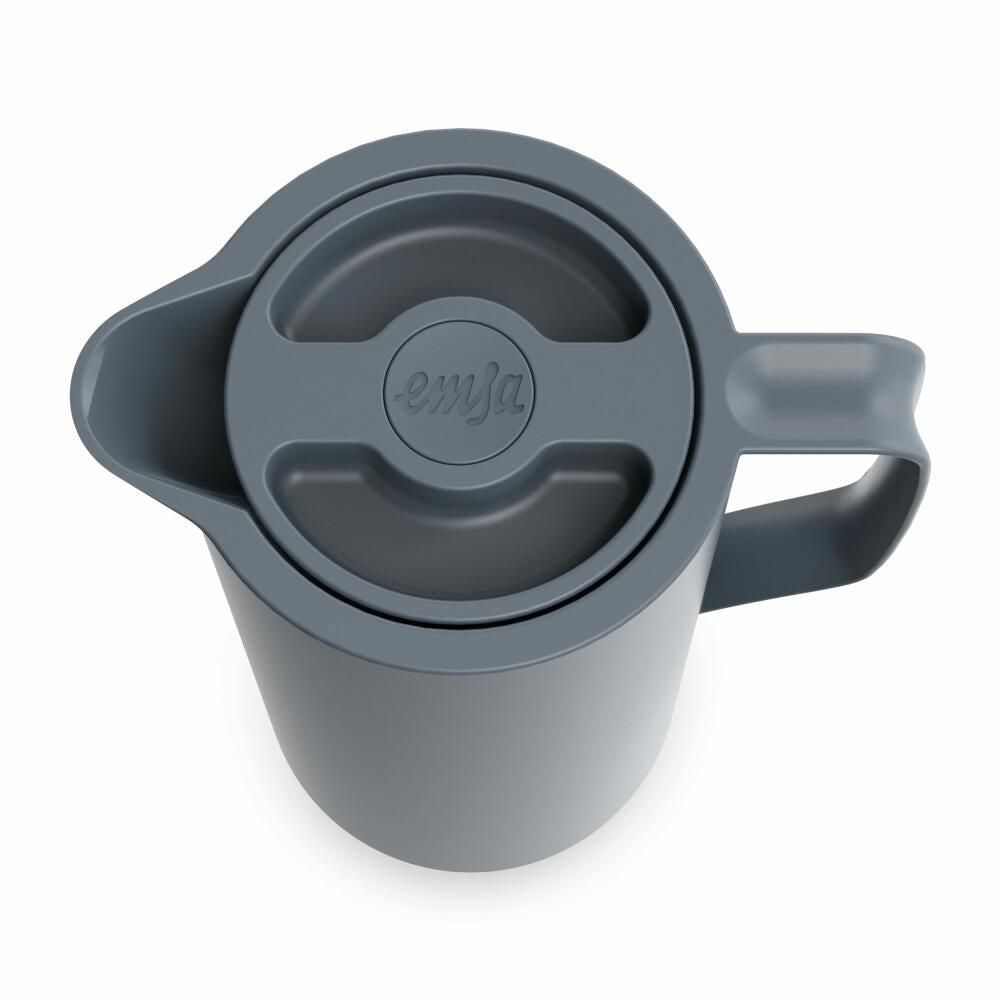 EMSA Motiva Isolierkanne, Isokanne, Kanne, Kaffeekanne, Edelstahl, Glas-Isolierkolben, Grau, 1 L, N41701