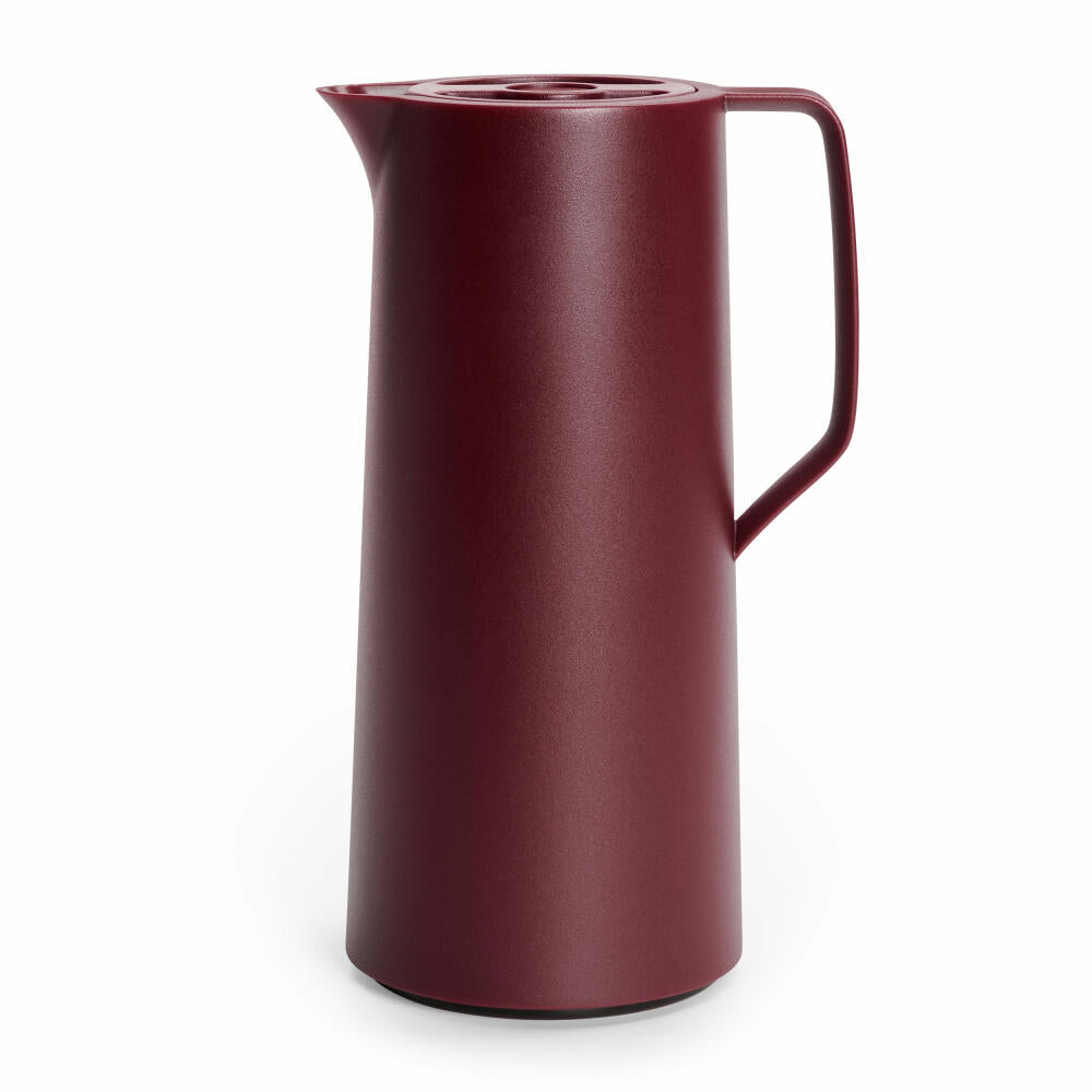 EMSA Motiva Isolierkanne, Isokanne, Kanne, Kaffeekanne, Edelstahl, Glas-Isolierkolben, Weinrot, 1 L, N41702