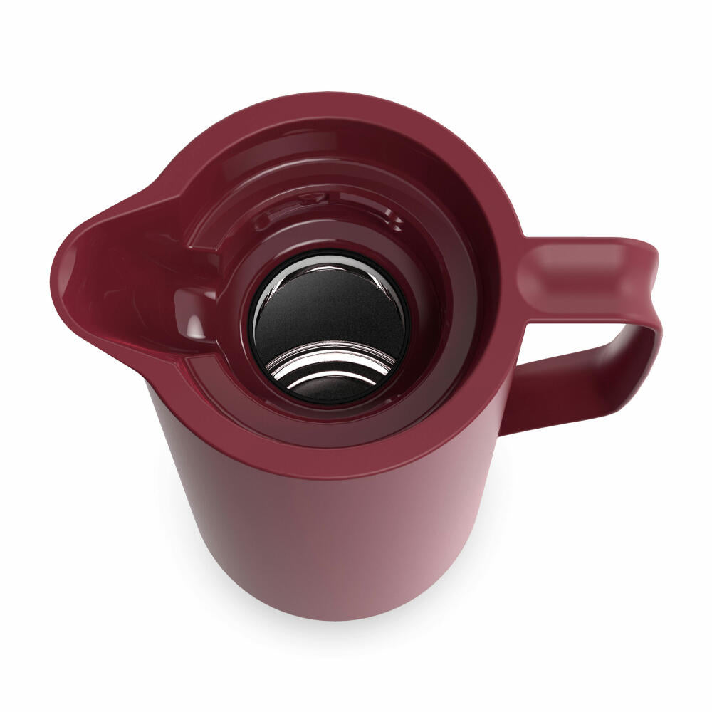 EMSA Motiva Isolierkanne, Isokanne, Kanne, Kaffeekanne, Edelstahl, Glas-Isolierkolben, Weinrot, 1 L, N41702