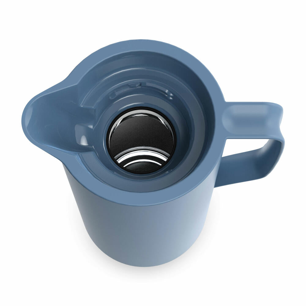 EMSA Motiva Isolierkanne, Isokanne, Kanne, Kaffeekanne, Edelstahl, Glas-Isolierkolben, Blau, 1 L, N41703