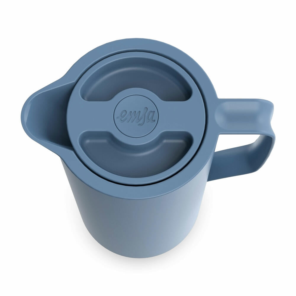 EMSA Motiva Isolierkanne, Isokanne, Kanne, Kaffeekanne, Edelstahl, Glas-Isolierkolben, Blau, 1 L, N41703