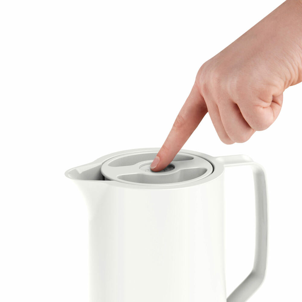 EMSA Motiva Isolierkanne, Isokanne, Kanne, Kaffeekanne, Edelstahl, Glas-Isolierkolben, Weiß, 1 L, N41704