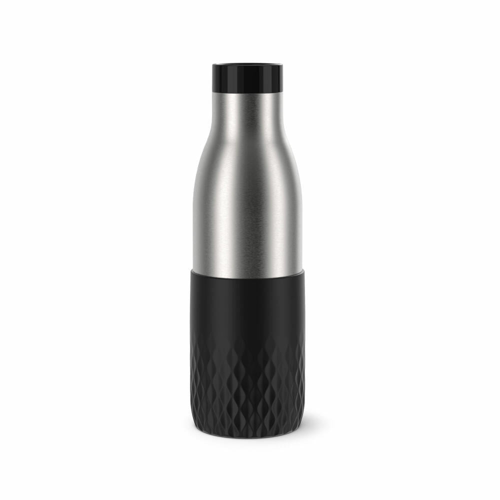EMSA BLUDROP SLEEVE Trinkflasche, Wasserflasche, Flasche, Edelstahl, Schwarz, 0.5 L, N31105
