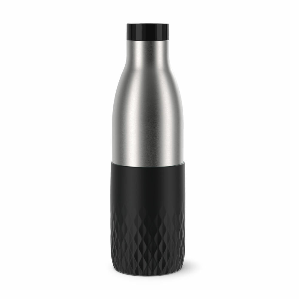 EMSA BLUDROP SLEEVE Trinkflasche, Wasserflasche, Flasche, Edelstahl, Schwarz, 0.7 L, N31111