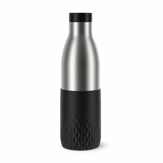 EMSA BLUDROP SLEEVE Trinkflasche, Wasserflasche, Flasche, Edelstahl, Schwarz, 0.7 L, N31111