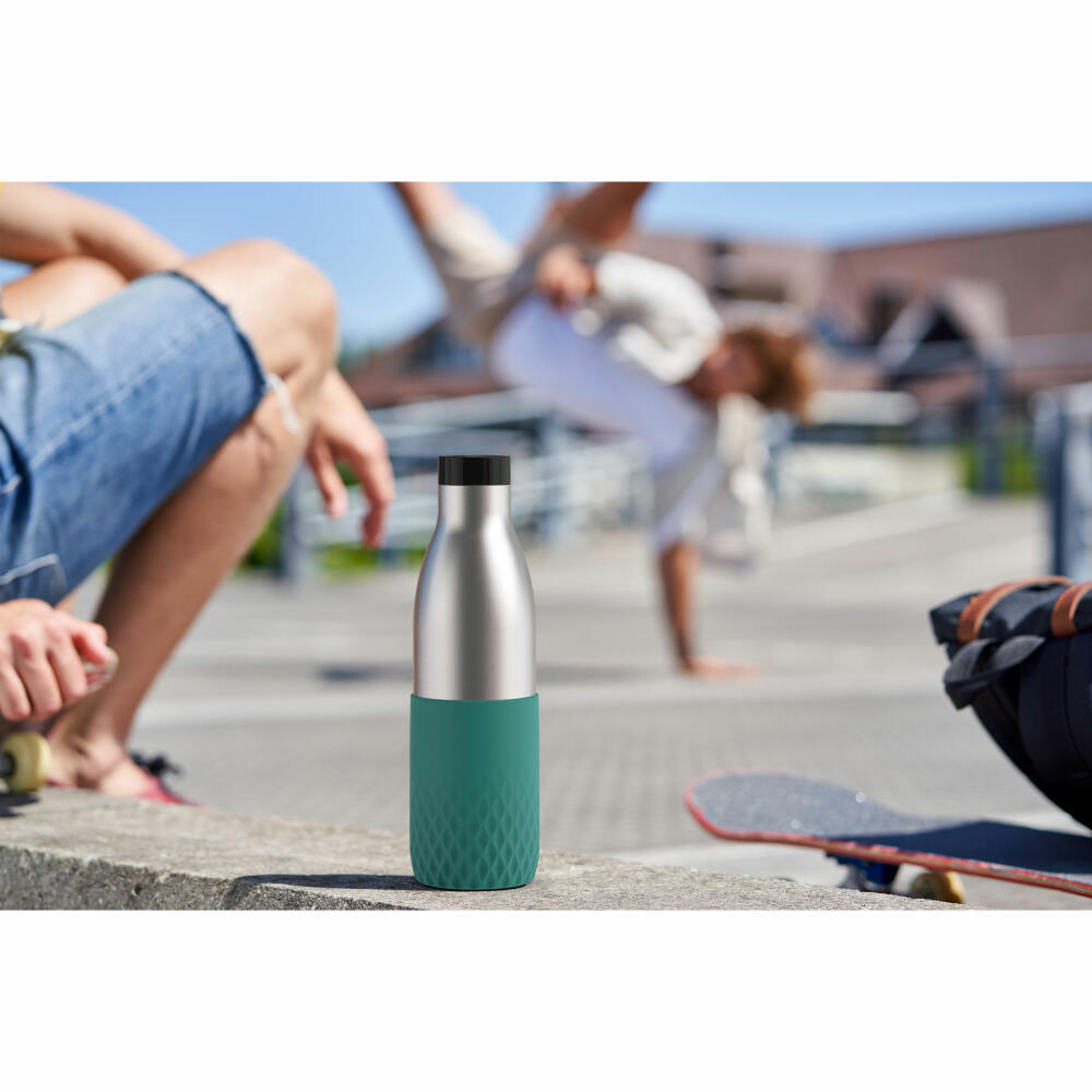 EMSA BLUDROP SLEEVE drinking bottle, water bottle, bottle, stainless steel, green, 0.7 L, N31112