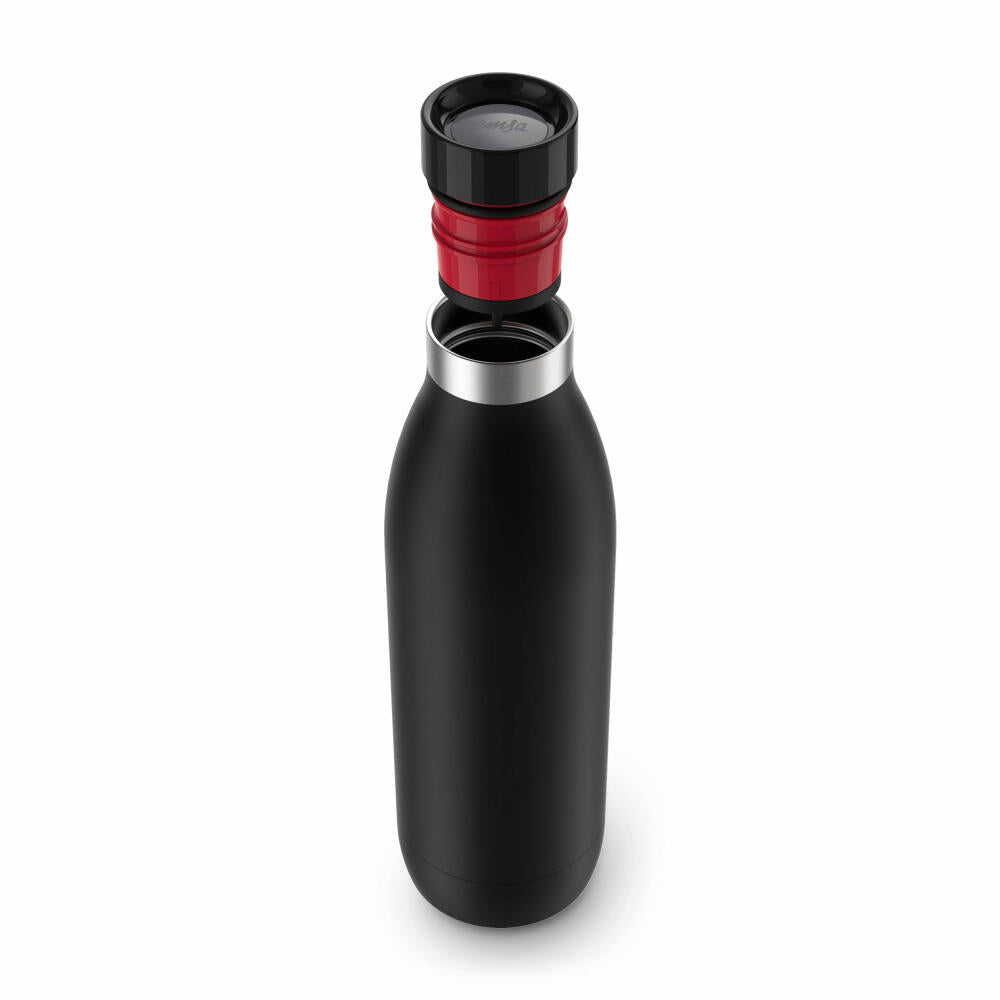 EMSA BLUDROP COLOR Trinkflasche, Wasserflasche, Flasche, Edelstahl, Schwarz, 0.7 L, N31109