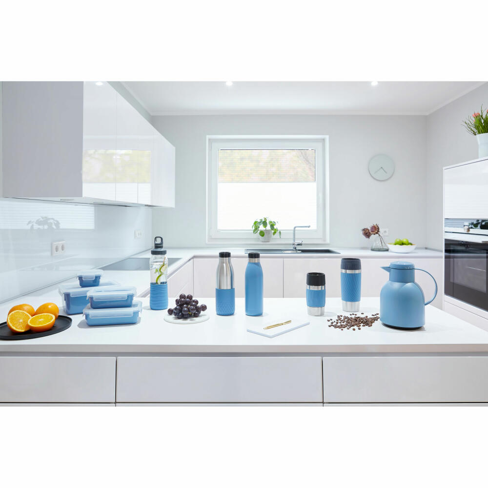 EMSA Clip &amp; Close COLOR EDITION food storage containers, 4 pcs., storage container, storage container, food storage container, plastic, aqua blue, N10308