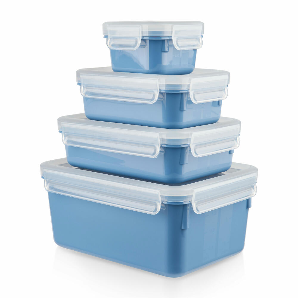 EMSA Clip &amp; Close COLOR EDITION food storage containers, 4 pcs., storage container, storage container, food storage container, plastic, aqua blue, N10308