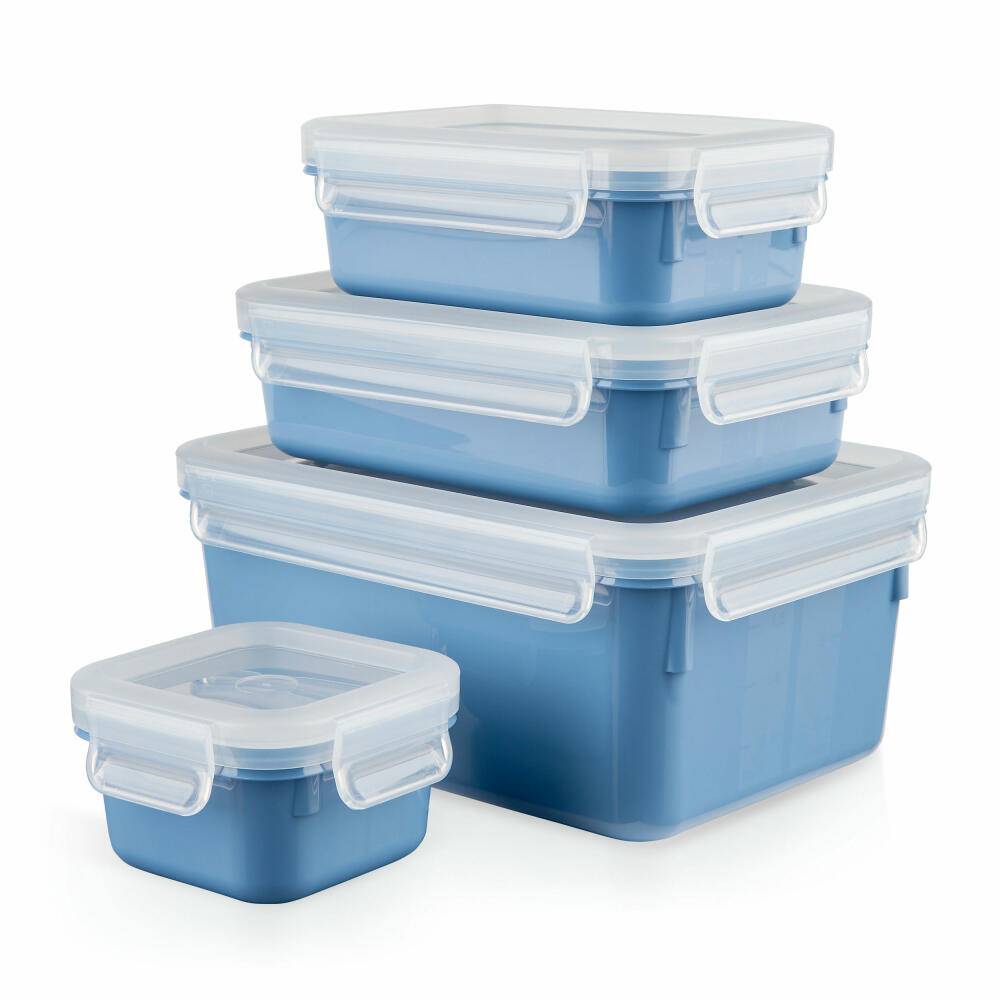 EMSA Clip &amp; Close COLOR EDITION food storage containers, 4 pcs., storage container, storage container, food storage container, plastic, aqua blue, N10308