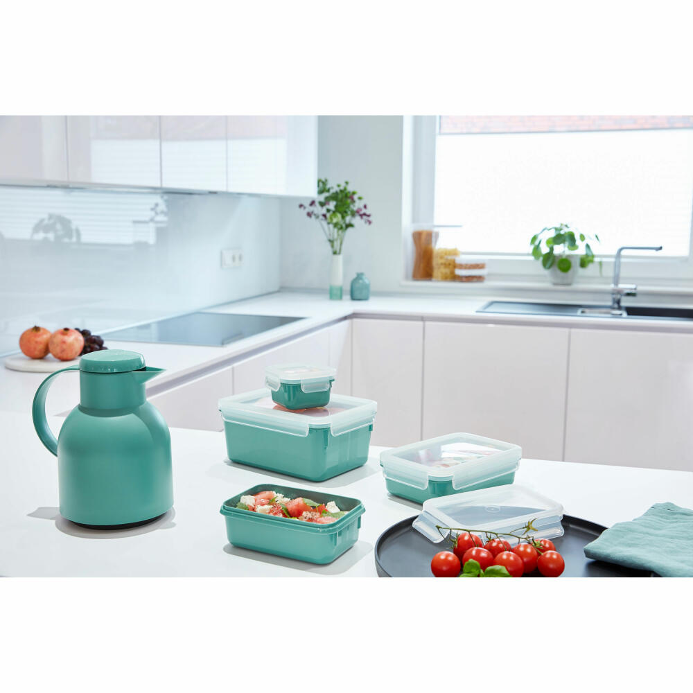 EMSA Clip &amp; Close COLOR EDITION food storage containers, 4 pcs., storage container, storage container, food storage container, plastic, powder green, N10310