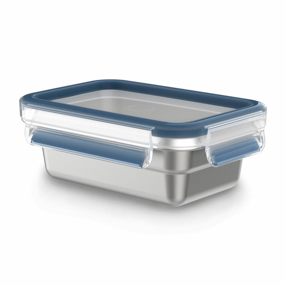 Emsa Frischhaltedose Clip & Close Edelstahl, Blau, Silberfarben, 500 ml, N11503