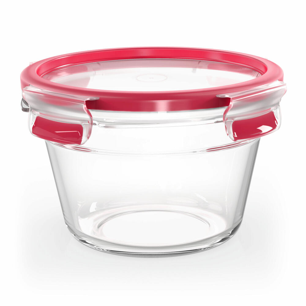 EMSA Clip &amp; Close GLASS food storage container, storage container, transparent / red, 0.9 L, N10404
