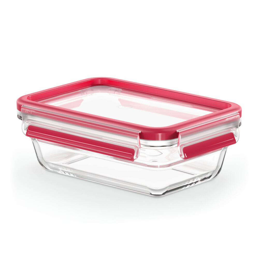 EMSA Clip &amp; Close GLASS food storage container, storage container, transparent / red, 0.7 L, N10406