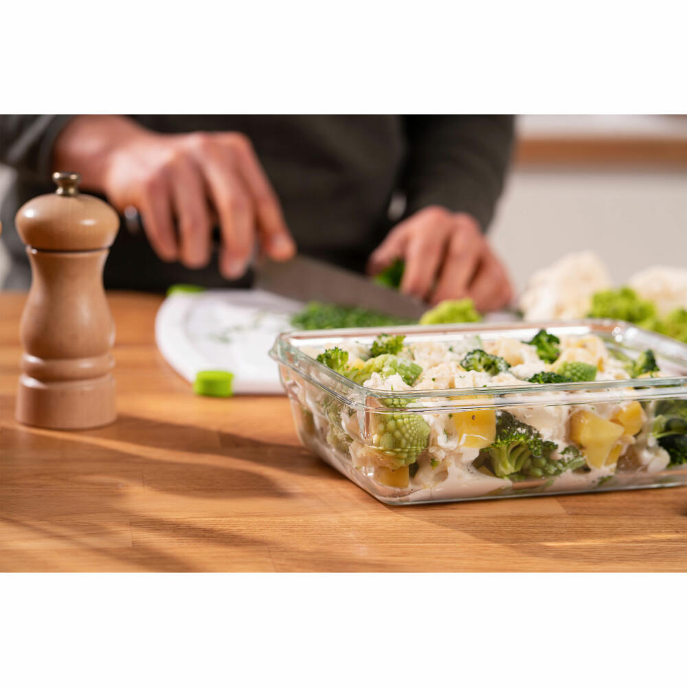 EMSA Clip &amp; Close GLASS food storage container, storage container, transparent / red, 1.3 L, N10410