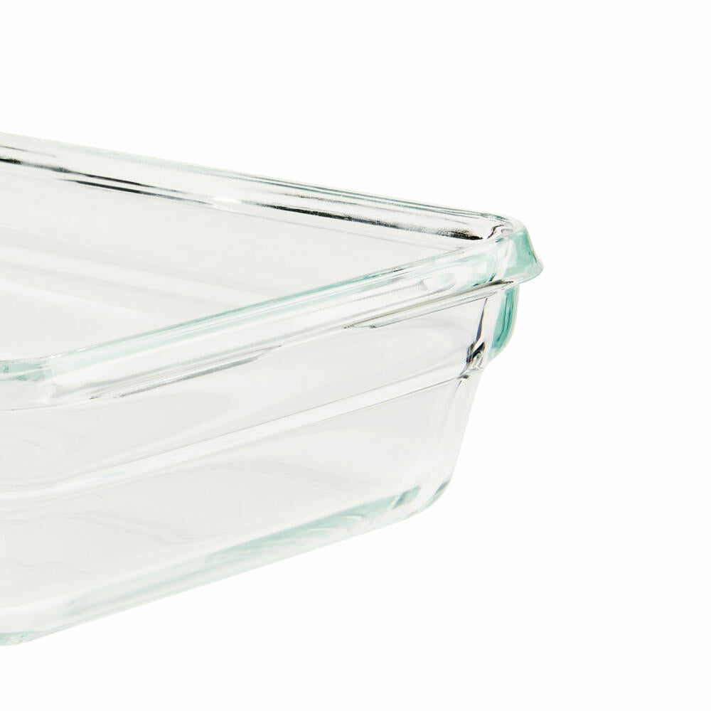 EMSA Clip &amp; Close GLASS food storage container, with divider, storage container, storage jar, transparent / red, 0.8 L, N10407
