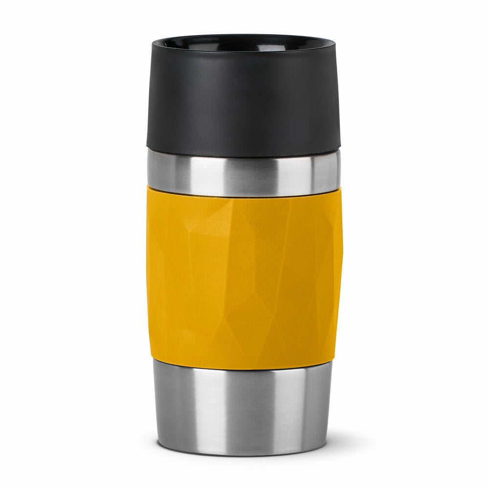 EMSA Travel Mug Compact Thermobecher, Isolierbecher, Isobecher, Thermo Becher, Edelstahl / Silikon, Senf, 0.3 L, N21610
