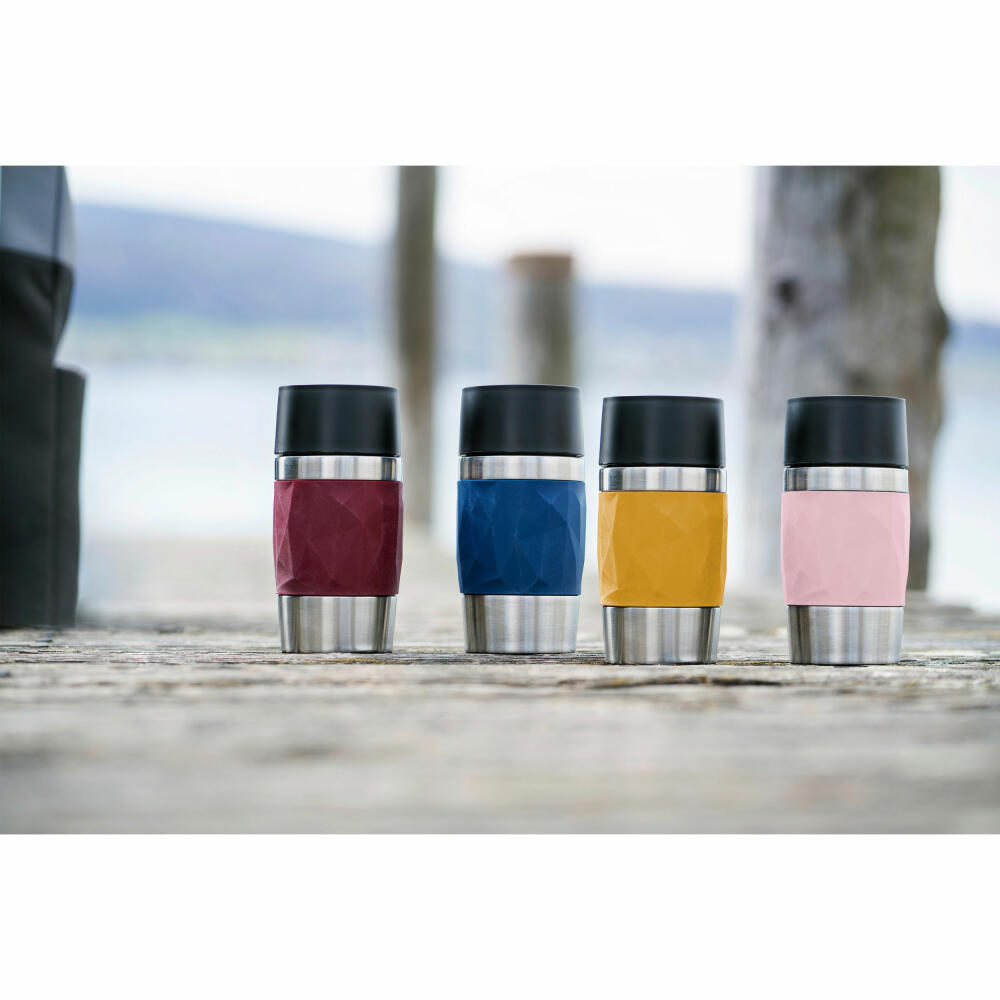 EMSA Travel Mug Compact Thermobecher, Isolierbecher, Isobecher, Thermo Becher, Edelstahl / Silikon, Dunkelblau, 0.3 L, N21608