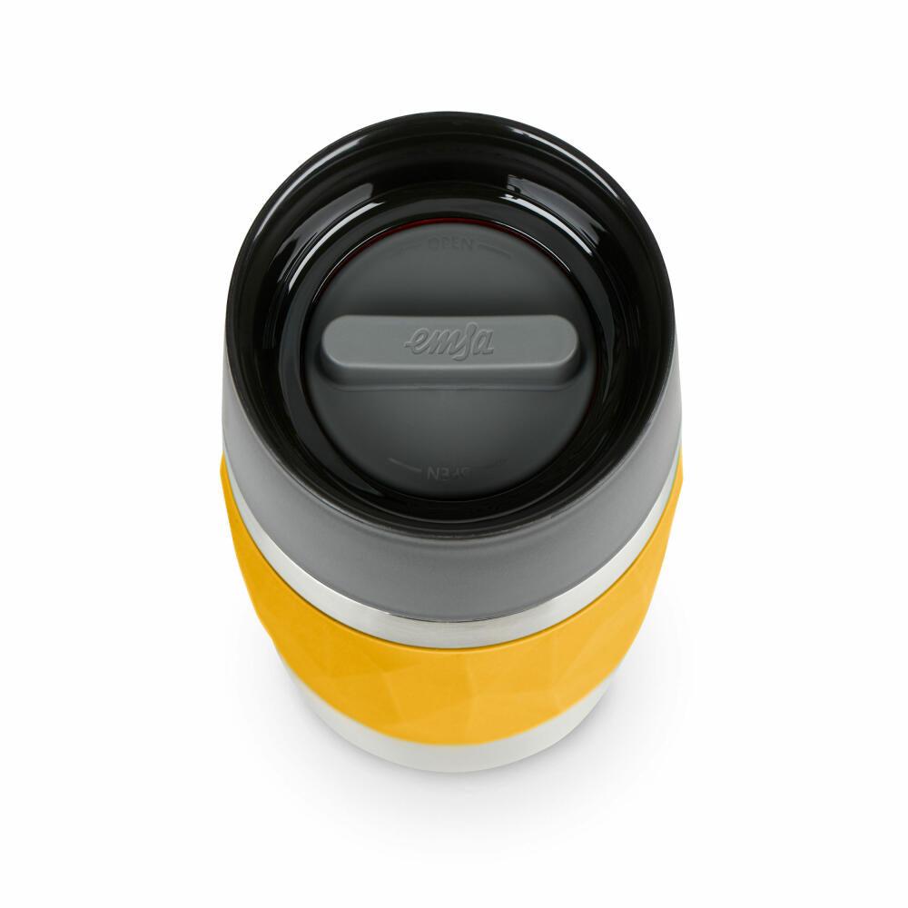 EMSA Travel Mug Compact Thermobecher, Isolierbecher, Isobecher, Thermo Becher, Edelstahl / Silikon, Senf, 0.3 L, N21610