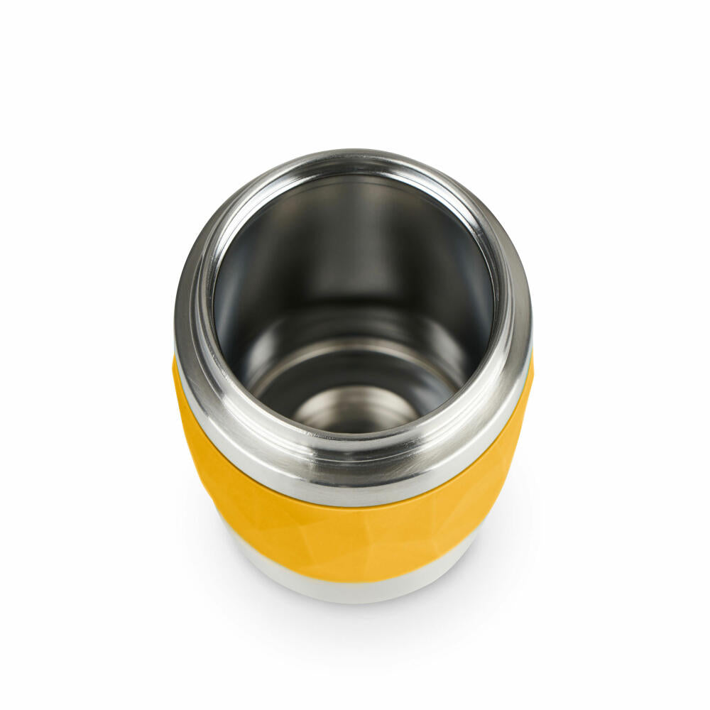EMSA Travel Mug Compact Thermobecher, Isolierbecher, Isobecher, Thermo Becher, Edelstahl / Silikon, Senf, 0.3 L, N21610