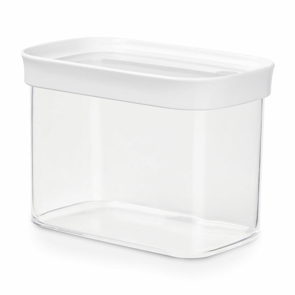 EMSA Optima dry storage container rectangular, portrait format, storage container, freshness container, plastic, transparent / white, 1 L, N11418