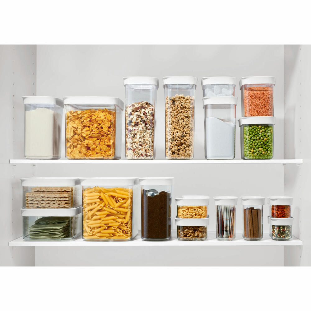 EMSA Optima dry storage container rectangular, portrait format, storage container, freshness container, plastic, transparent / white, 0.38 L, N11415