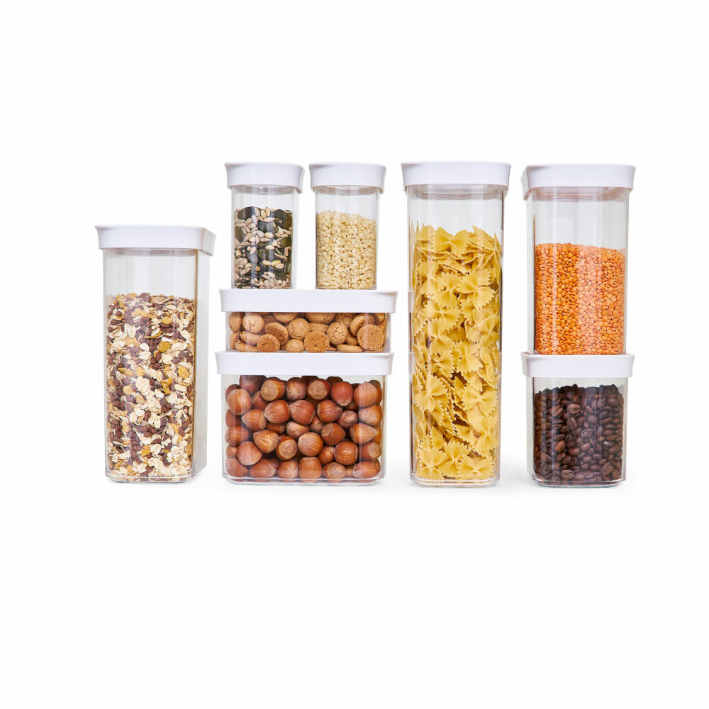 EMSA Optima dry storage container rectangular, portrait format, storage container, freshness container, plastic, transparent / white, 0.38 L, N11415