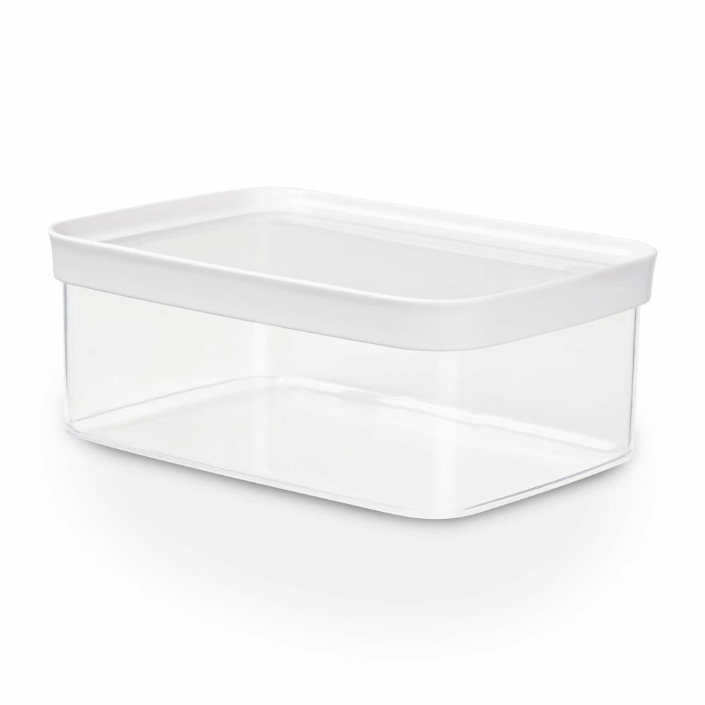 EMSA Optima dry storage container rectangular, storage container, freshness container, plastic, transparent / white, 2 L, N11422
