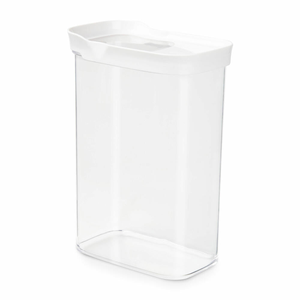 EMSA Optima pouring container rectangular, dry storage container, storage container, plastic, transparent / white, 2.2 L, N11424