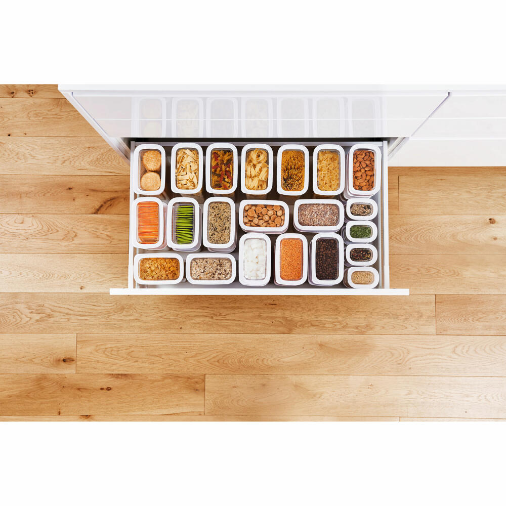 EMSA Optima dry storage container rectangular, storage container, freshness container, plastic, transparent / white, 4.4 L, N11425