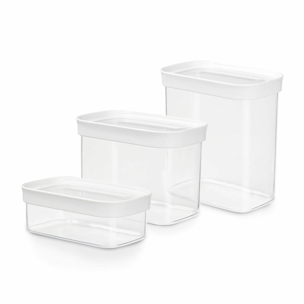 EMSA Optima storage containers set, 3-piece, storage containers, storage box, freshness container, plastic, transparent / white, N11427
