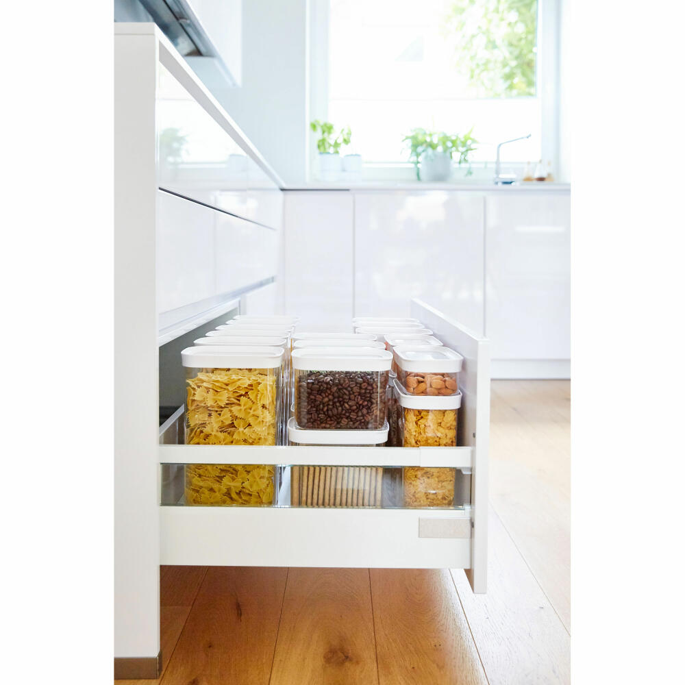 EMSA Optima storage containers set, 3-piece, storage containers, storage box, freshness container, plastic, transparent / white, N11427
