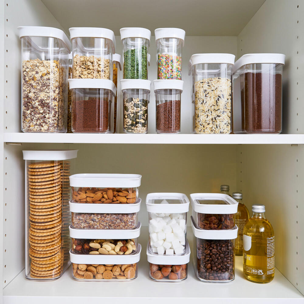 EMSA Optima storage containers set, 3-piece, storage containers, storage box, freshness container, plastic, transparent / white, N11427