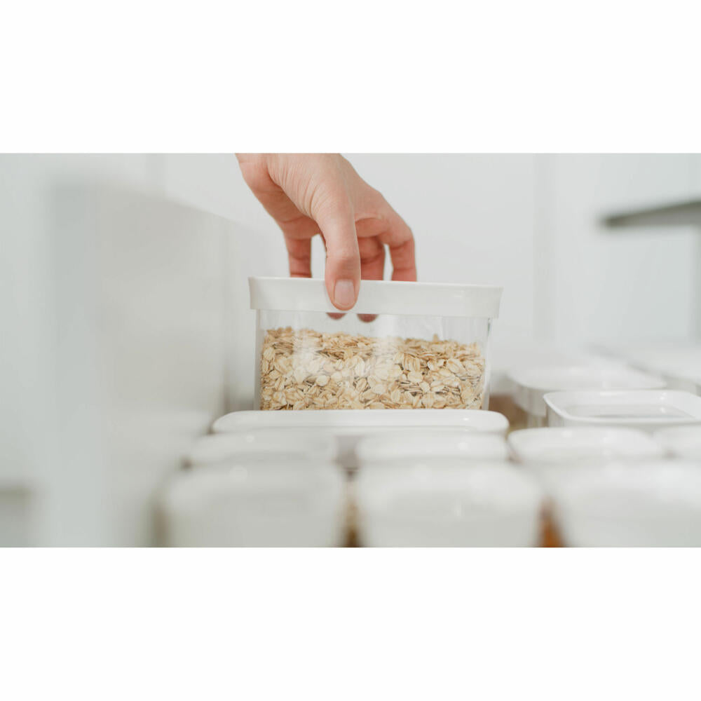 EMSA Optima dry storage container rectangular, portrait format, storage container, freshness container, plastic, transparent / white, 1.6 L, N11420