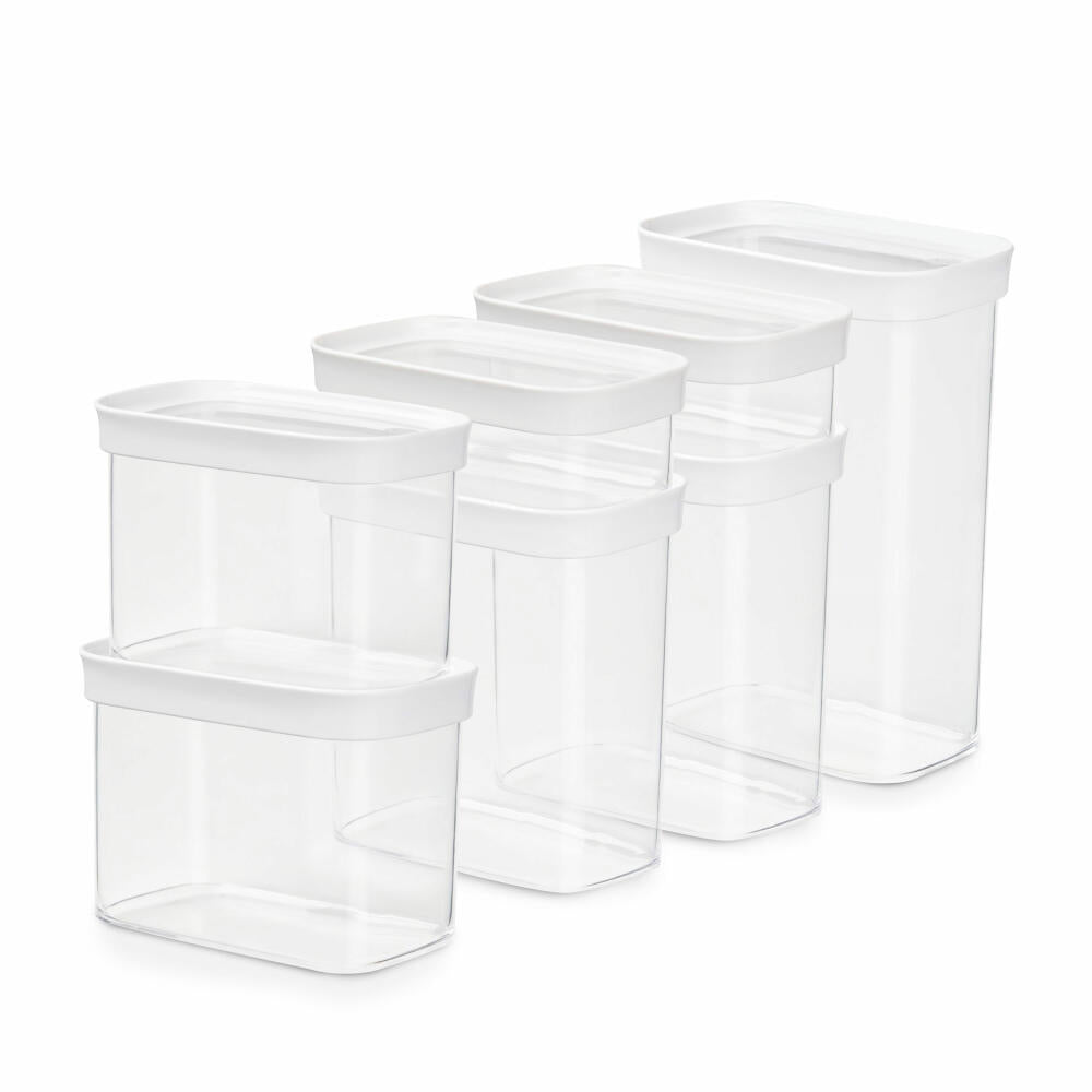 EMSA Optima storage containers set, 7 pieces, storage containers, storage containers, food storage containers, plastic, transparent / white, N11429