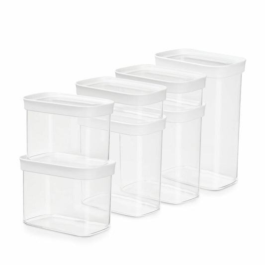 EMSA Optima storage containers set, 7 pieces, storage containers, storage containers, food storage containers, plastic, transparent / white, N11429