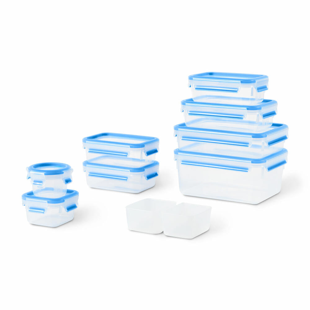 Emsa Frischhaltedosen-Set Clip & Close 9-tlg., Kunststoff, Blau, Transparent, N10317
