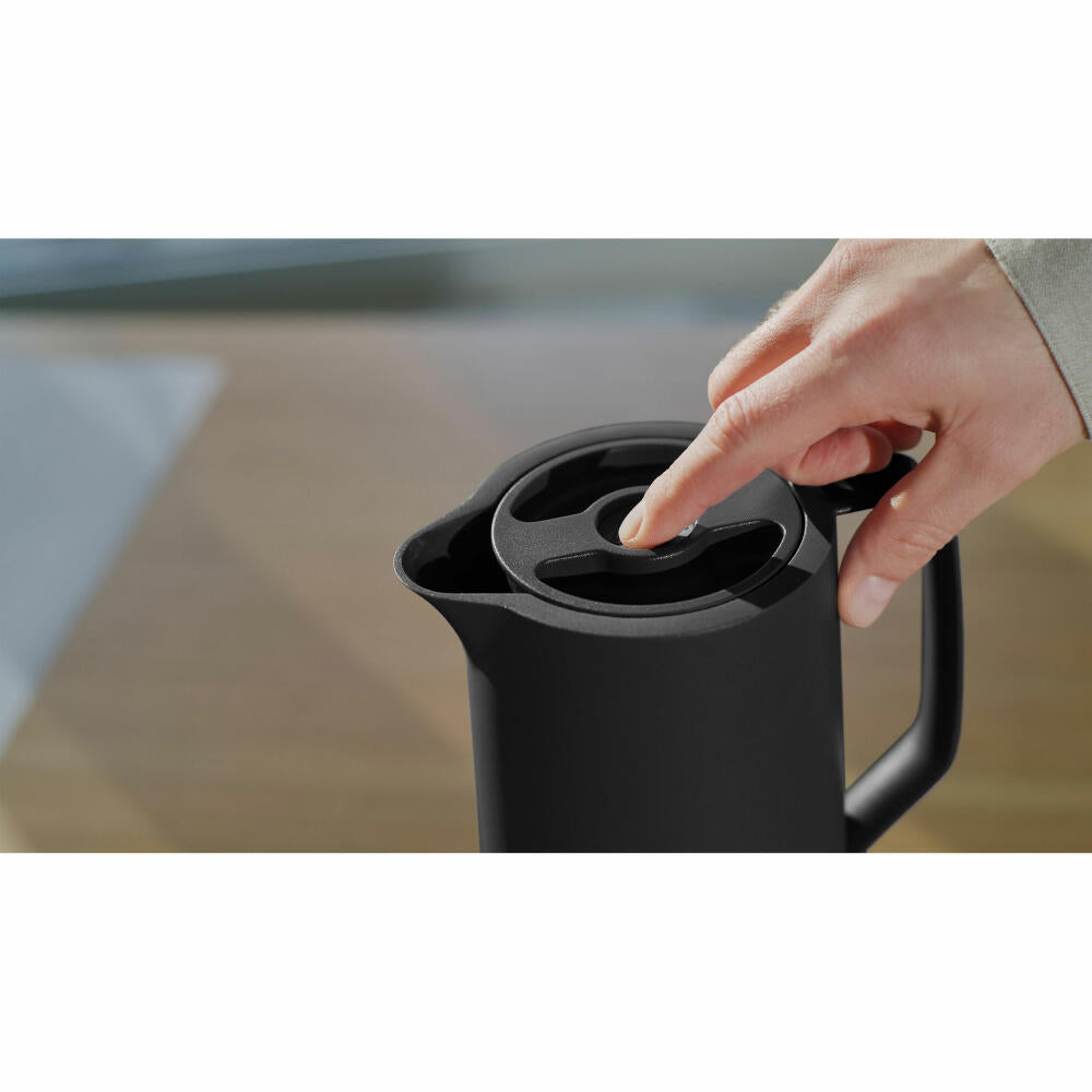 EMSA Motiva Isolierkanne, Isokanne, Kanne, Kaffeekanne, Edelstahl, Glas-Isolierkolben, Schwarz, 1 L, N41707